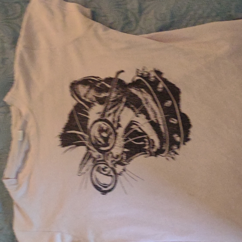 Tultek size medium punk rock kitty cat white shirt